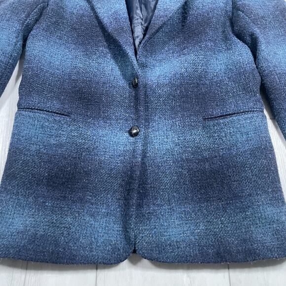 Eddie Bauer Women's Blue Plaid Two Butlton Wool Blazer Size M Vintage 90s - Picture 3 of 13